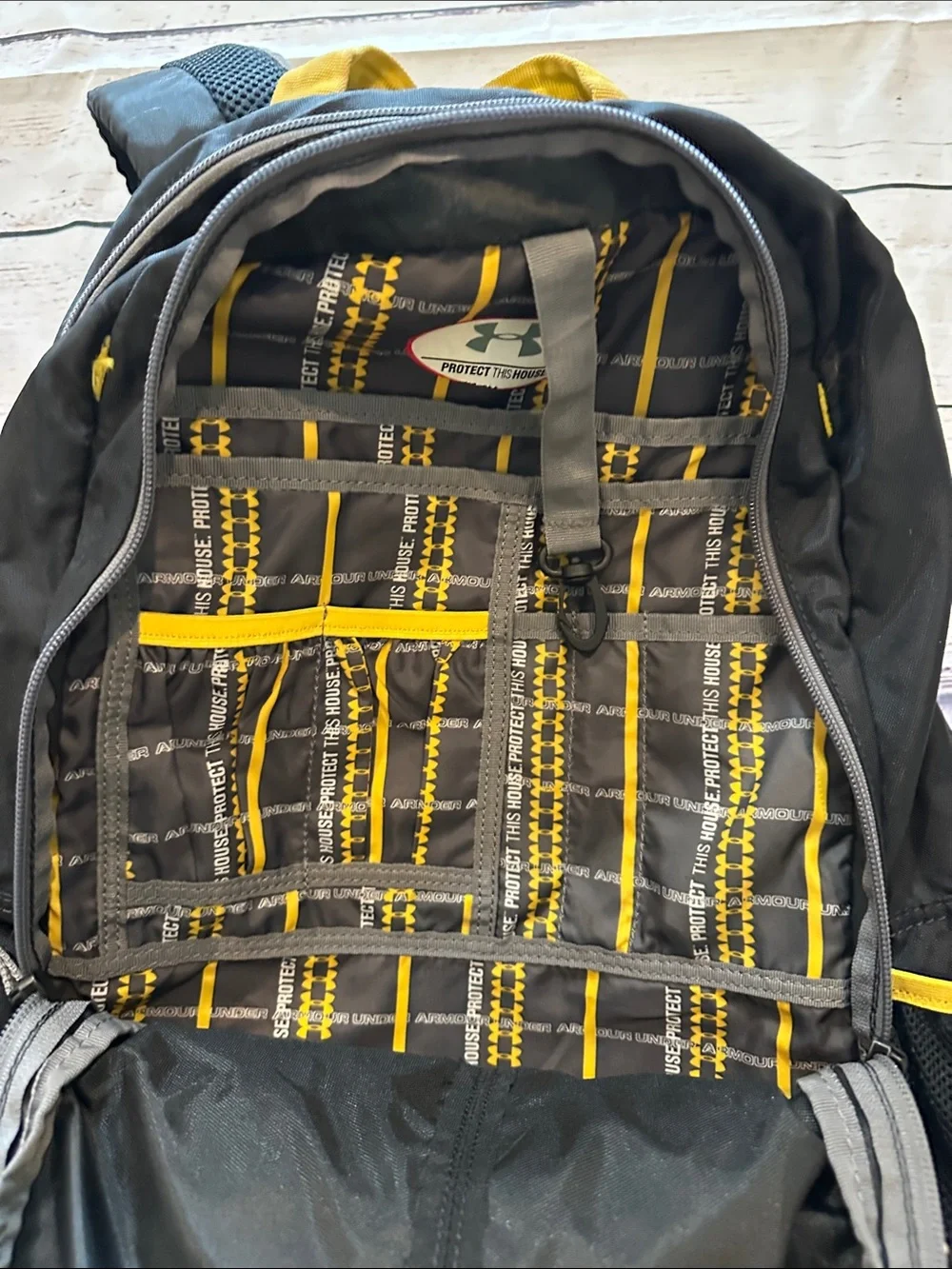 Under Armour Black and Yellow Men's Backpack with Padded Straps
